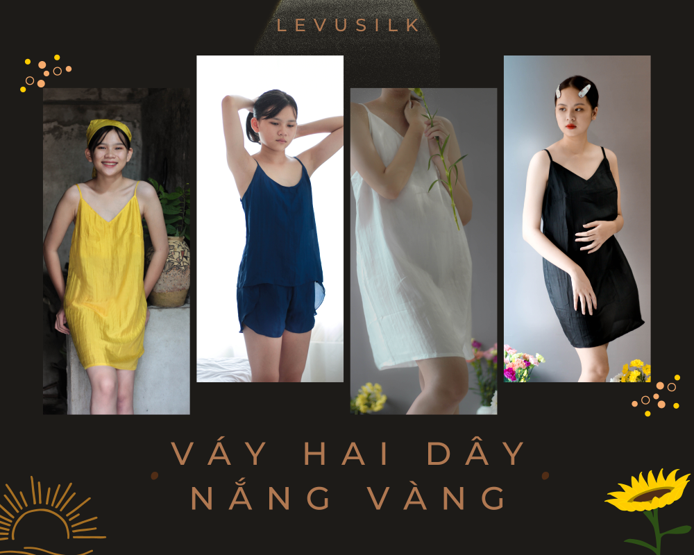 Váy Tơ Tằm Hai Dây Nắng Vàng Levusilk