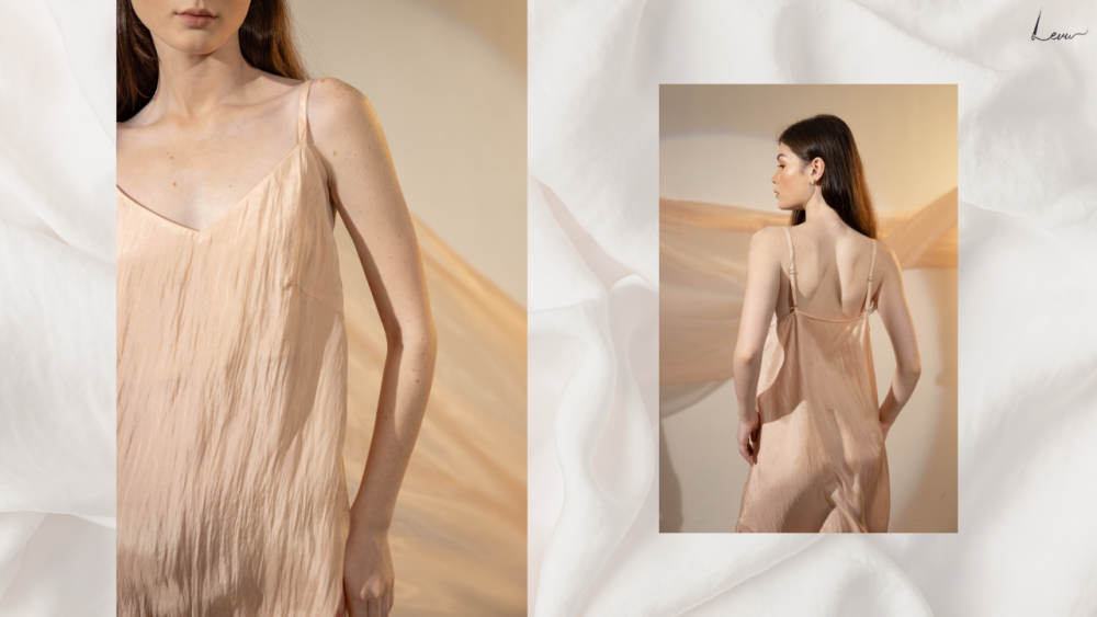 lụa tơ tằm thời trang đồ ngủ cao cấp màu beige