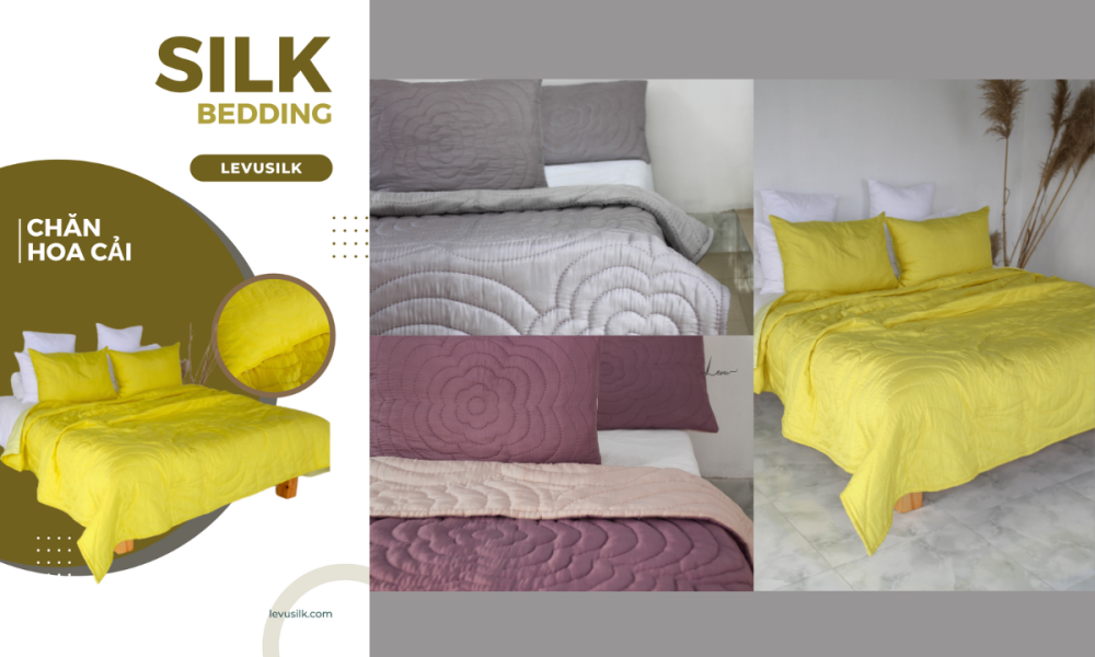 Giấc ngủ ngon hơn cùng chăn lụa họa tiết Hoa Cải và Hoa Mai Levusilk