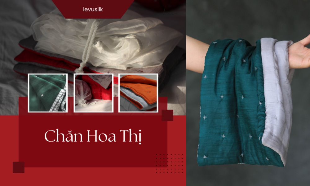 Lụa tơ tằm trên những chiếc chăn họa tiết phù hợp với thời tiết quanh năm tại Việt Nam 